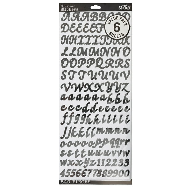 Wilton Large Gold, Silver, & Black Alphabet Vinyl Stickers, 840 Piece