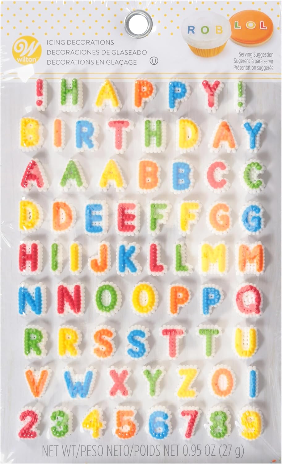 Wilton Letters & Numbers Edible Icing Decorations, Multicolor
