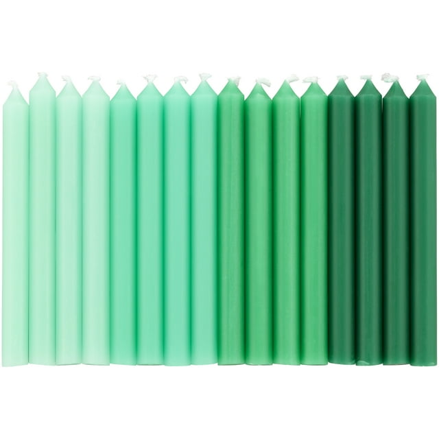 Wilton Light Green, Green and Dark Green Ombre Birthday Candles, 16-Count