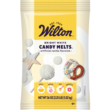 Wilton Melting Chocolate Bright White Candy Melts for Cake Pops Candy Making Chips Vanilla Flavored 36 oz.