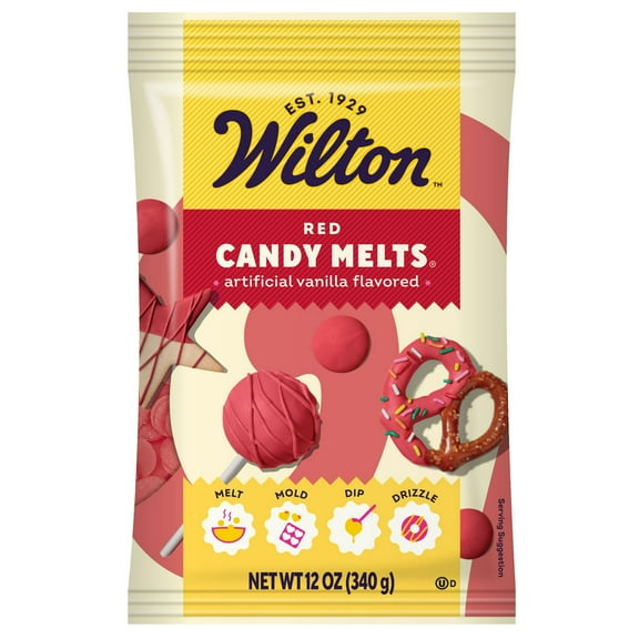 Wilton Melting Chocolate Red Candy Melts for Cake Pops Candy Making Chips Vanilla Flavored 12oz.