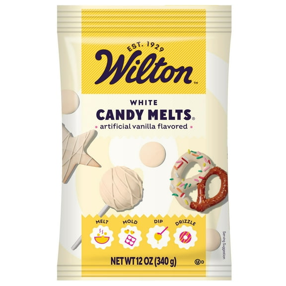 Wilton White Candy Melts Vanilla-Flavored 12oz. Bag for Baking & Candy Making Wafer Chips
