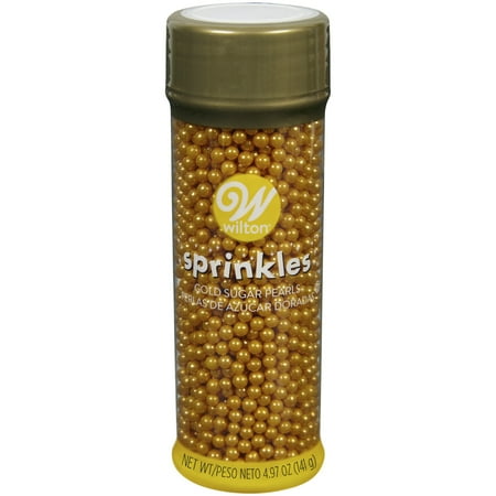 Wilton Gold Sprinkles Metallic Sugar Pearls 4.8 oz. Bottle