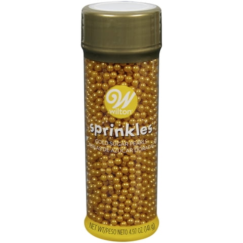 Wilton Gold Sprinkles Metallic Sugar Pearls 4.8 oz. Bottle