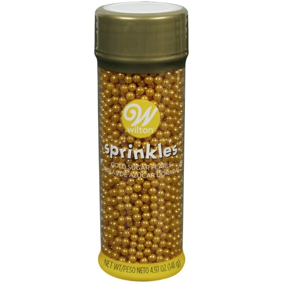 Wilton Gold Sprinkles Metallic Sugar Pearls 4.8 oz. Bottle