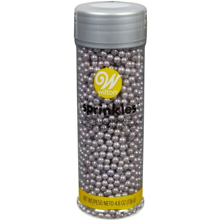 Wilton Metallic Sugar Pearl Sprinkles, Silver, 4.8 oz.
