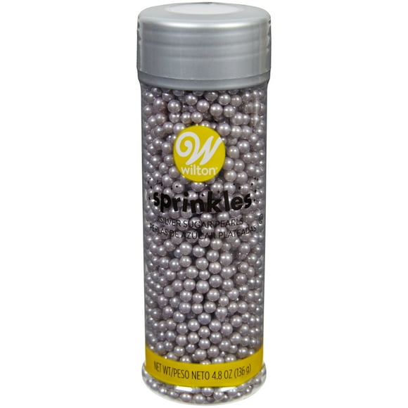 Wilton Metallic Sugar Pearls, Sprinkles for Dessert Decorating, Silver, 4.8 oz.