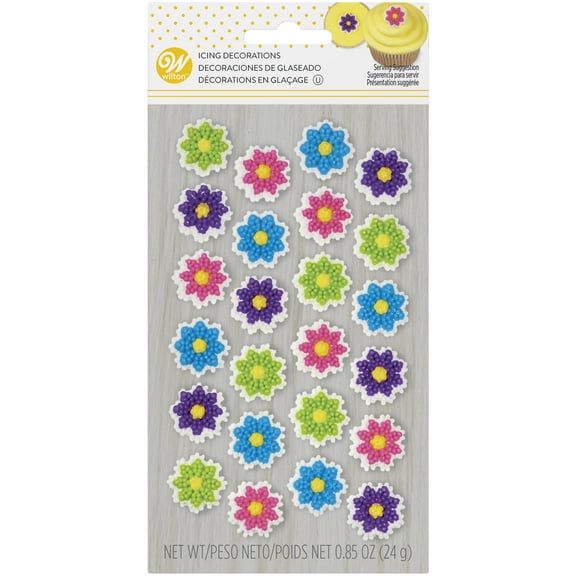 Wilton Mini Flower Icing Decorations, 24-Count