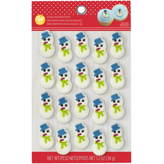 Wilton Mini Snowman Icing Decorations, White, 20-Count