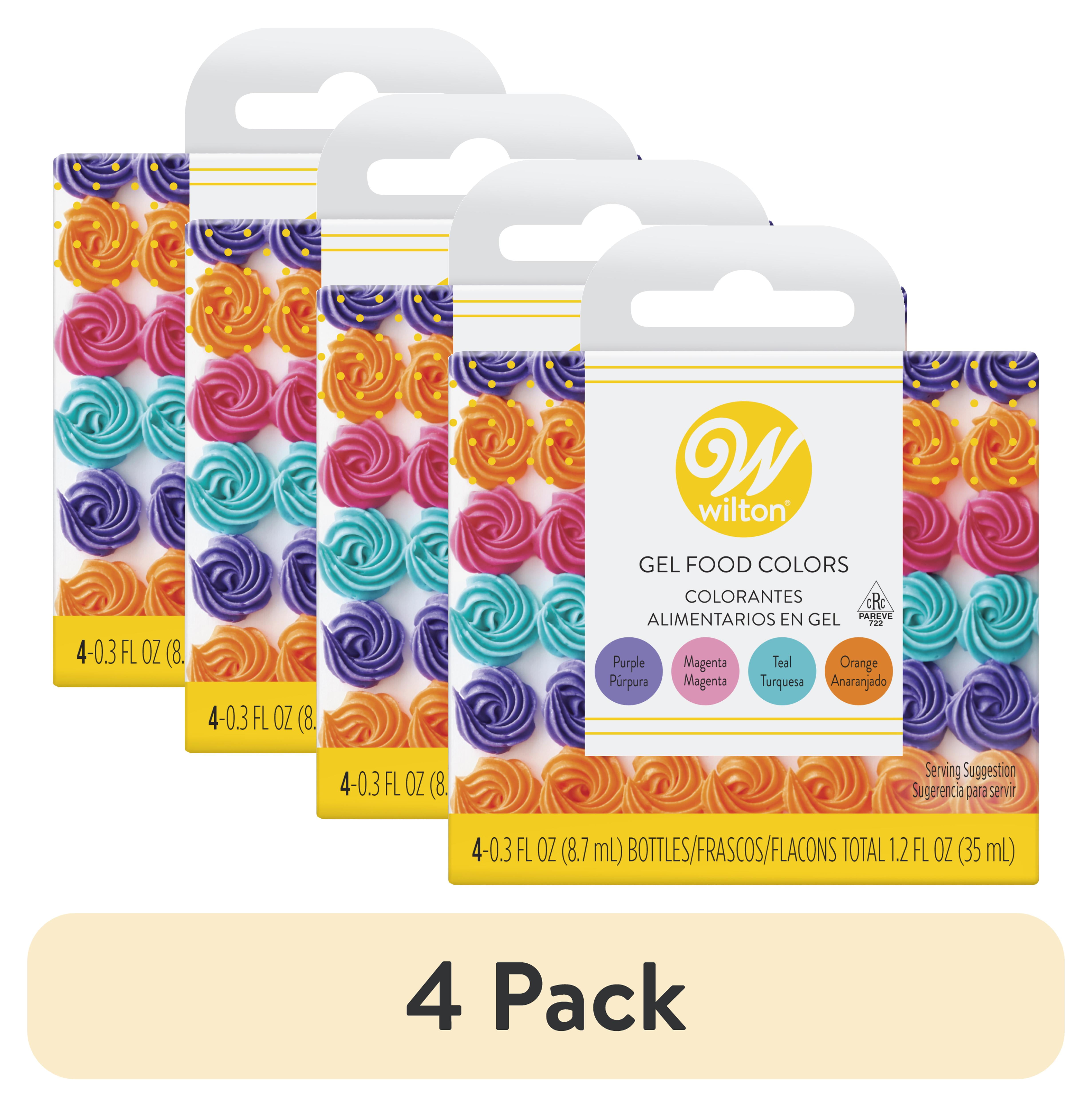 (4 pack) Wilton Neon Food Coloring Gel Icing Color Set, 4Count