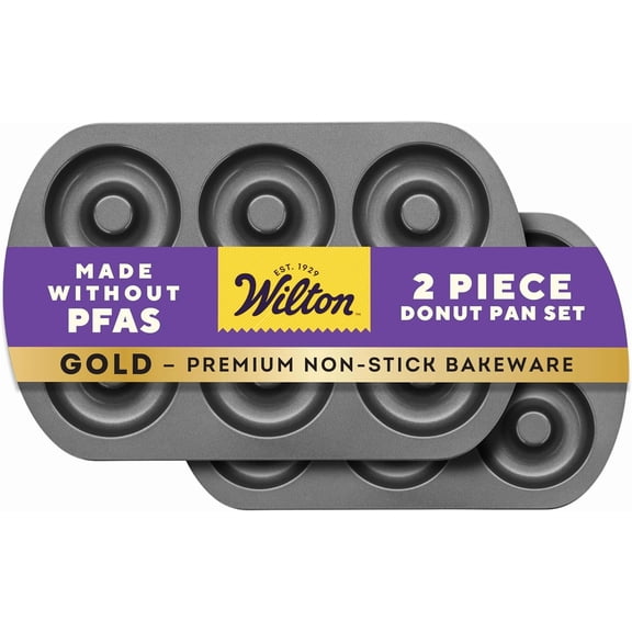 Wilton Non-Stick Steel Doughnut Pan Set of 2 Perfect for Homemade Donuts & Breakfast Treats
