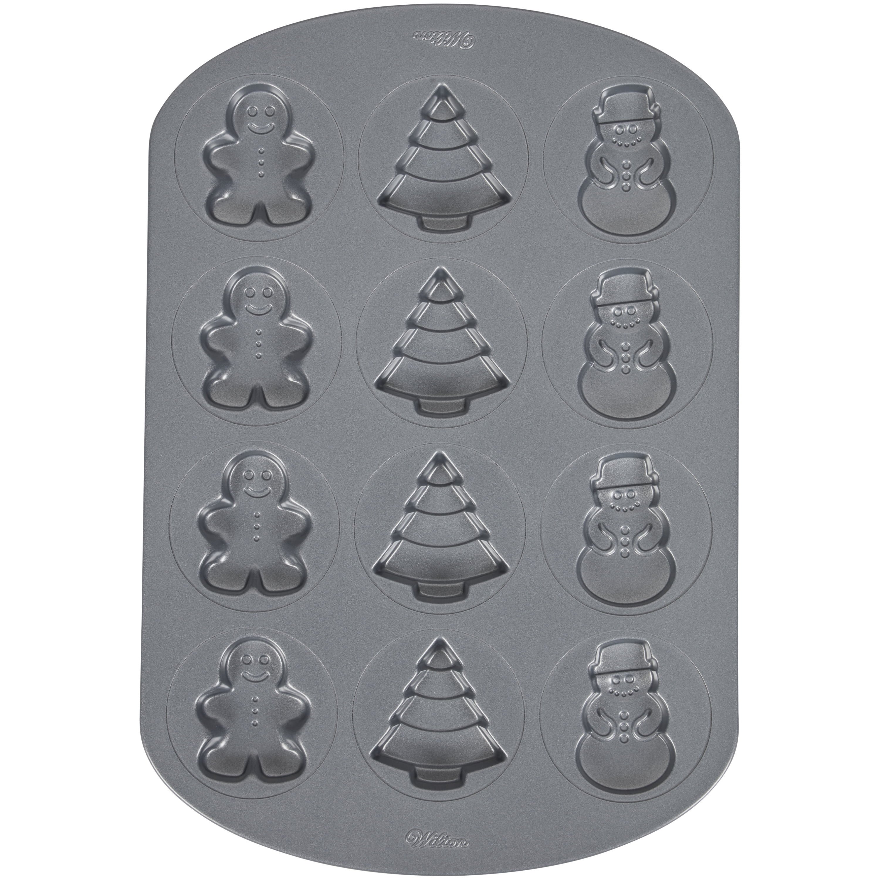 Wilton 6 Cavity Mini Cake Pan Mold, Christmas Tree & Gingerbread-Man Baking  Pan