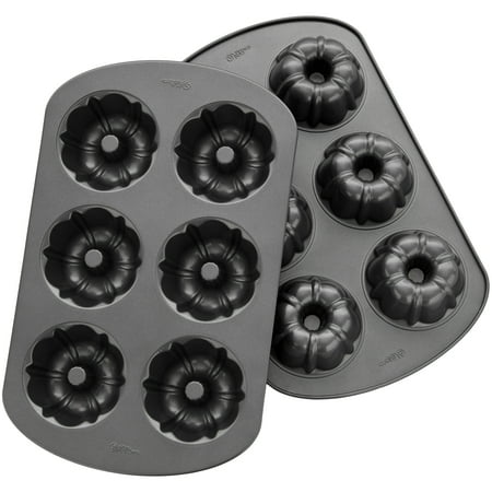 Wilton Nonstick Mini Fluted Tube Pan 6-Cavity Bakeware Set, 2-Piece