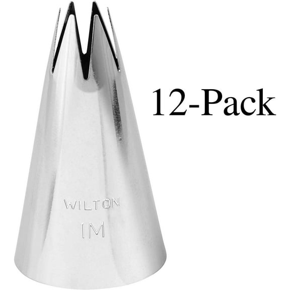 Wilton Open Star Tip #1M Icing Decorating Nickel Plated Brass L Coupler12-Pack