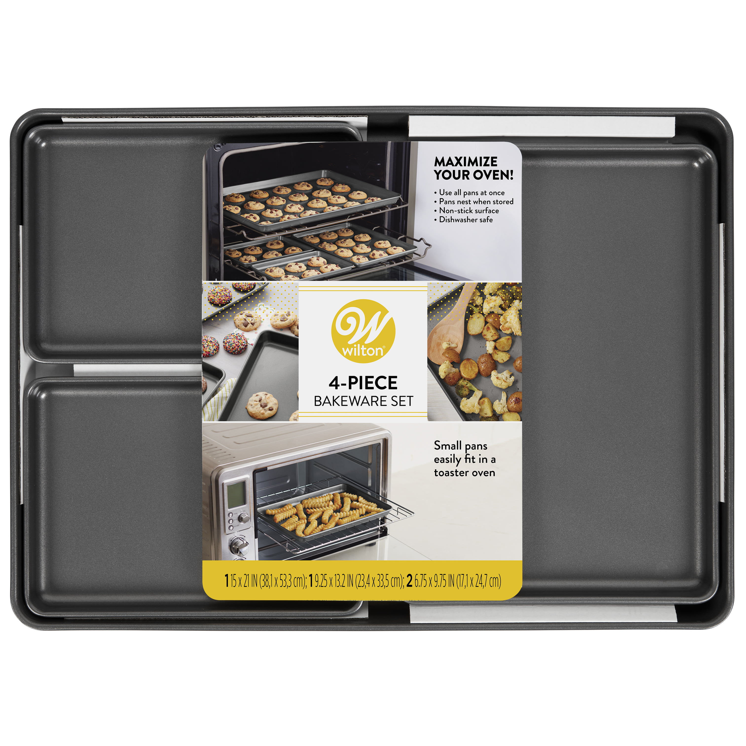 GoodCook 4-Piece Nonstick Steel Toaster Oven Set Sheet Pan, Rack
