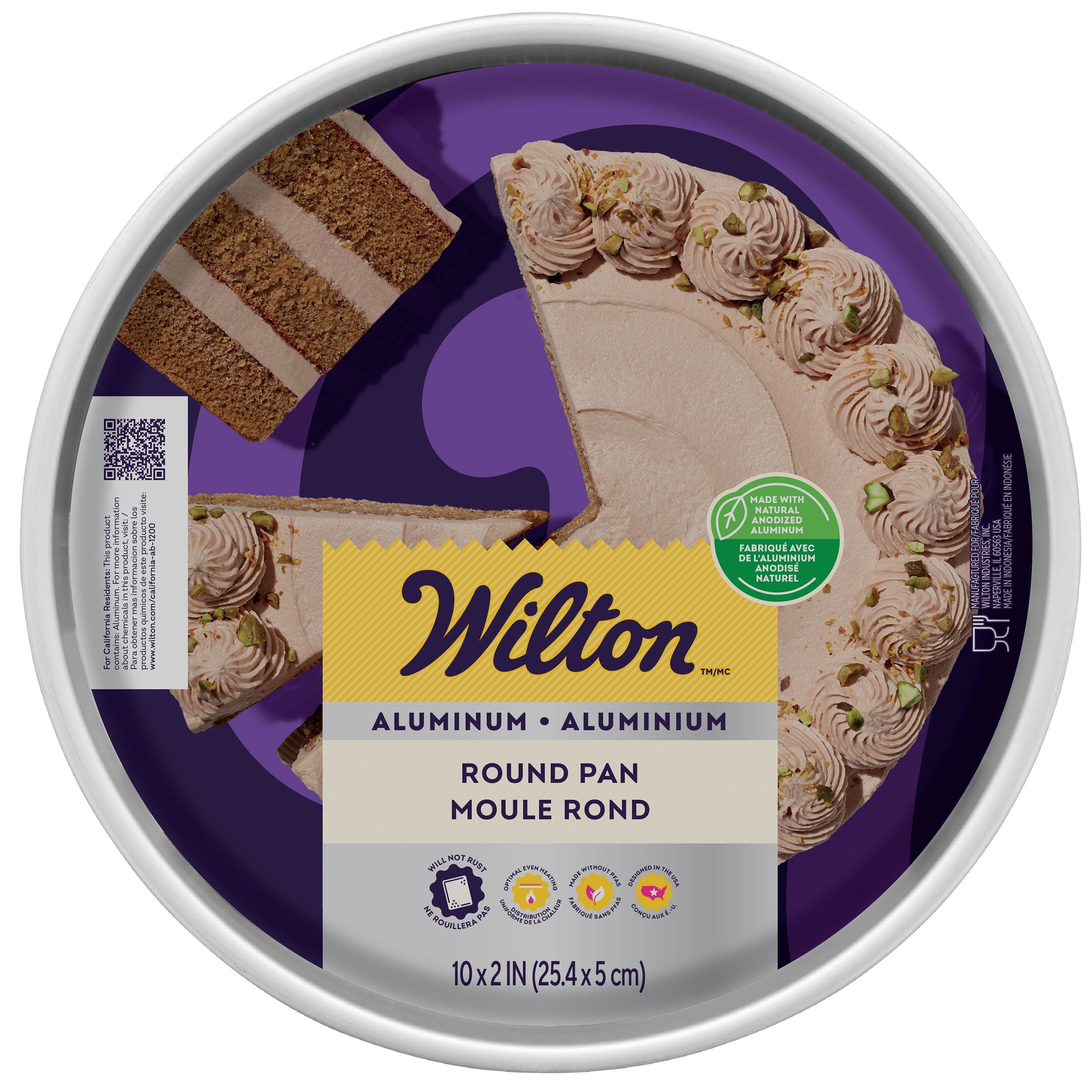 Wilton Aluminum Round Cake Pan 10" Non-Stick Bakeware, Packaging May Vary