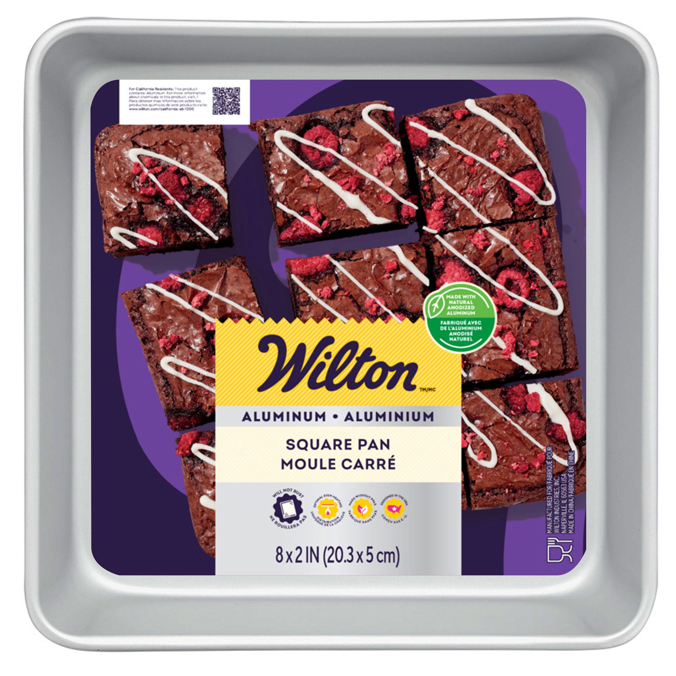 Wilton Aluminum Square Cake Brownie Pan 8"x8" Cornbread Pan