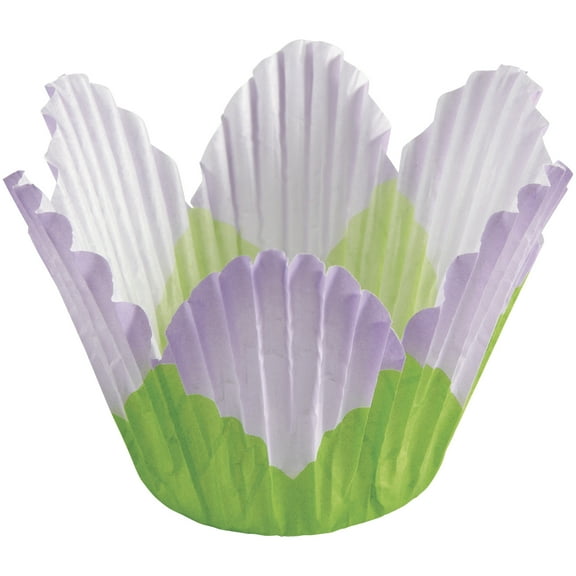 Wilton Petal Cupcake Liners, 24-Count, Violet and Green