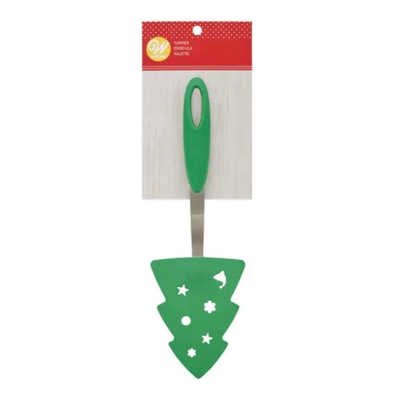 Wilton Plastic Shaped Turner With Metal And Silicone Handle-Christmas Tree