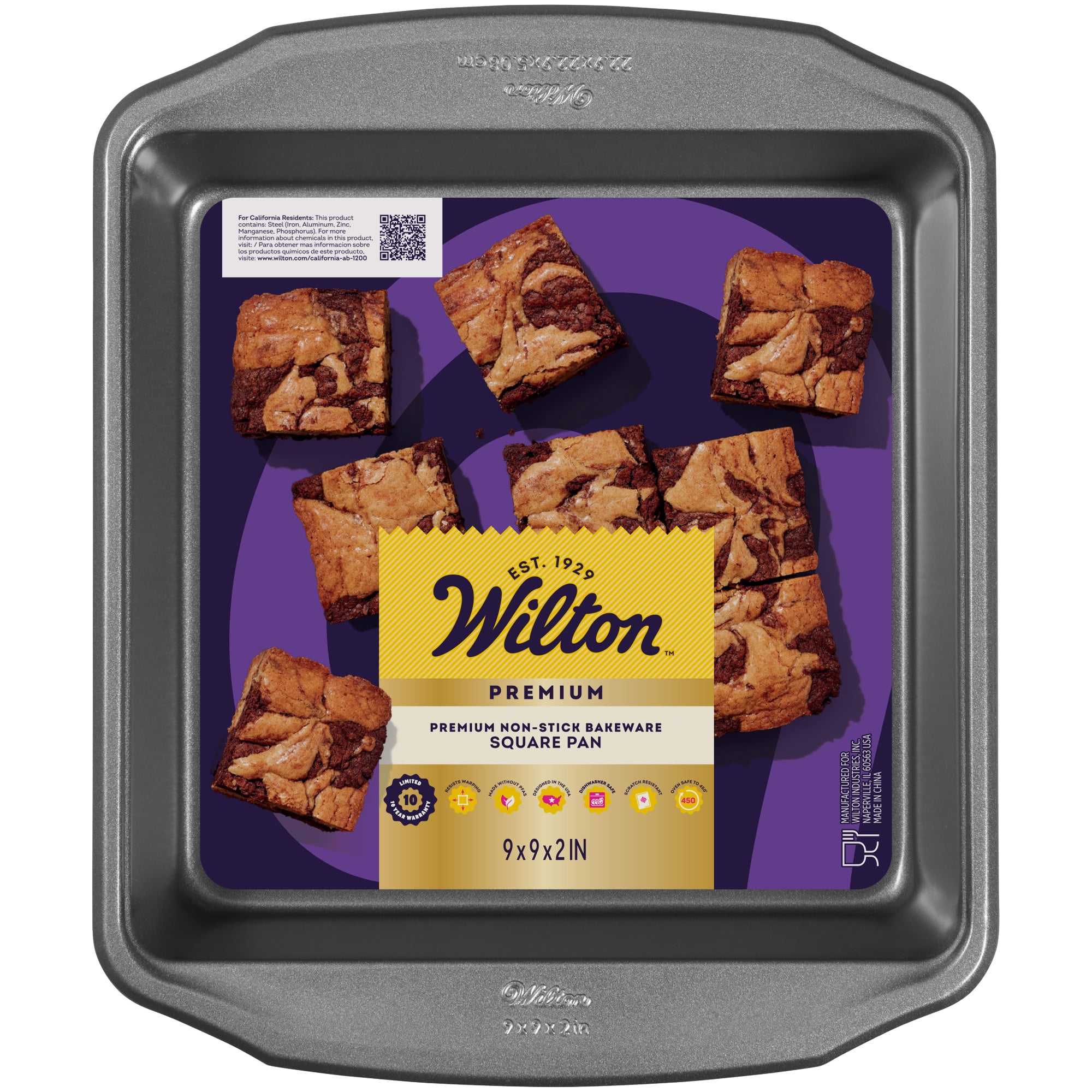 Wilton Non-Stick Steel Square Baking Pan 9x9 Inch for Brownies ...