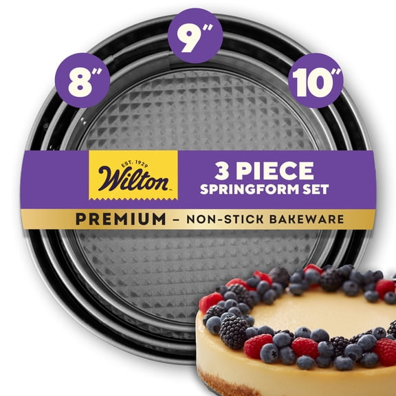 Wilton Premium Non-Stick Springform Pan Set 3-Piece (8,9, 10-Inch) Ideal for Cheesecakes & Deep-Dish Pizza