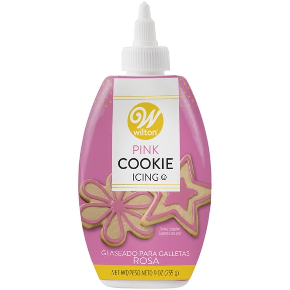 Wilton Quick-Setting Pink Cookie Icing, 9 oz Bottle