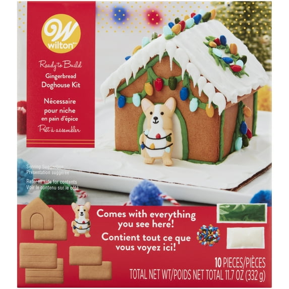 Wilton Ready to Build Gingerbread Corgi Doghouse Kit, 10-Piece