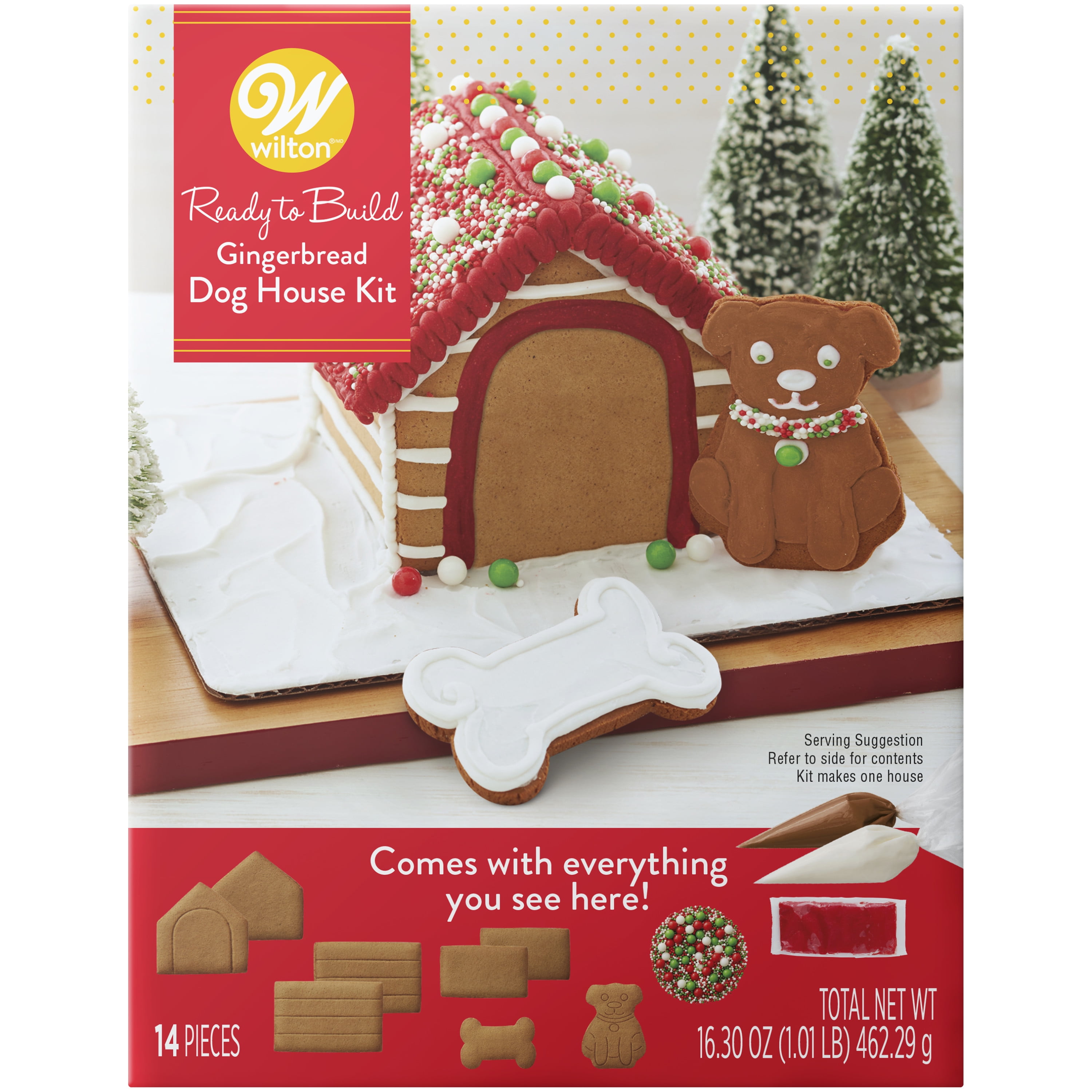 Wilton ReadytoBuild Gingerbread Dog House Kit, 14Piece