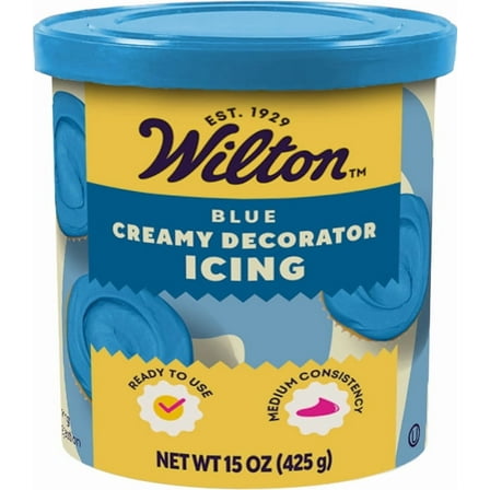 Wilton Ready-to-Use Medium Consistency Blue Buttercream Frosting, 15oz. Tub