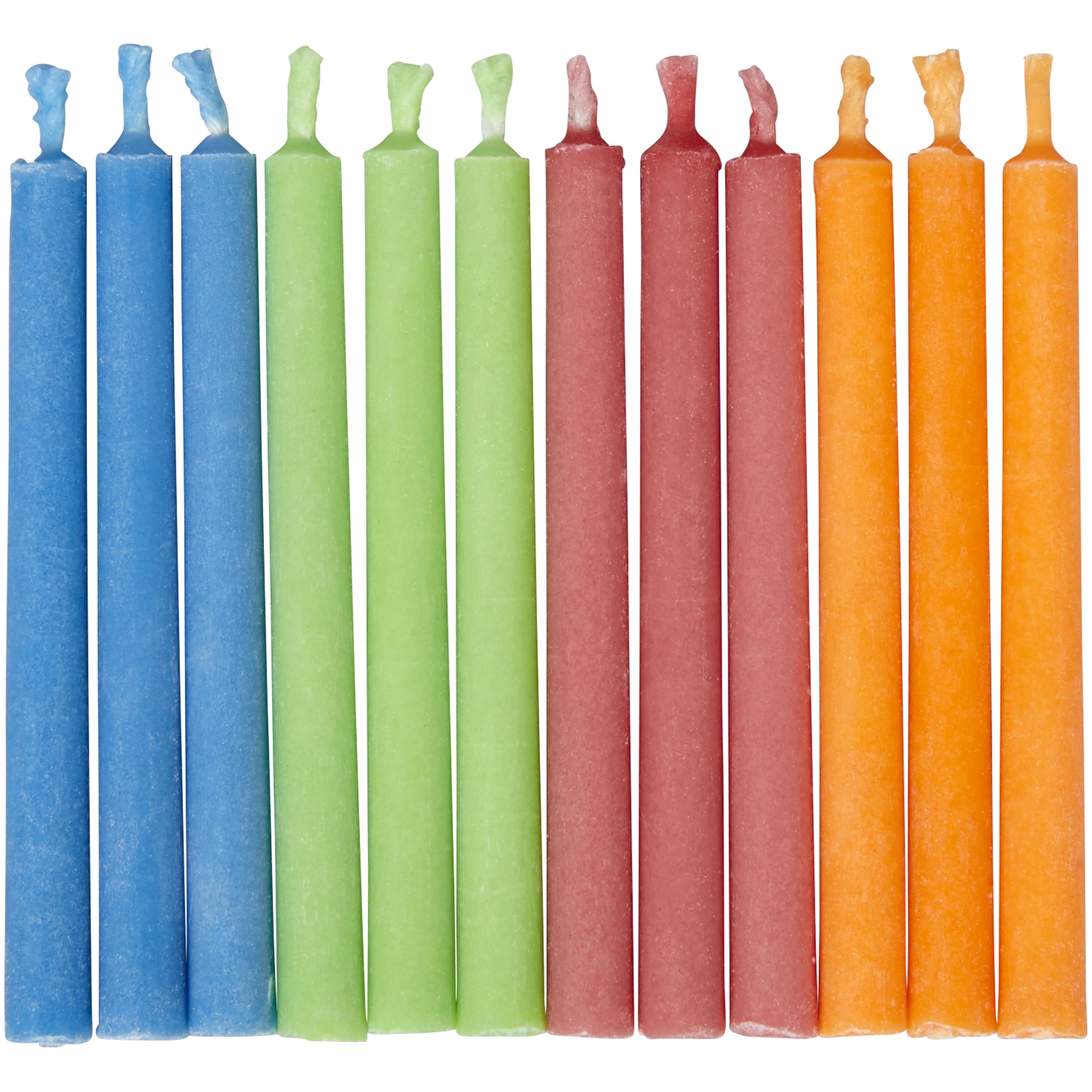 Wilton Red, Blue, Orange and Green Color Flame Birthday Candle Set, 12-Count