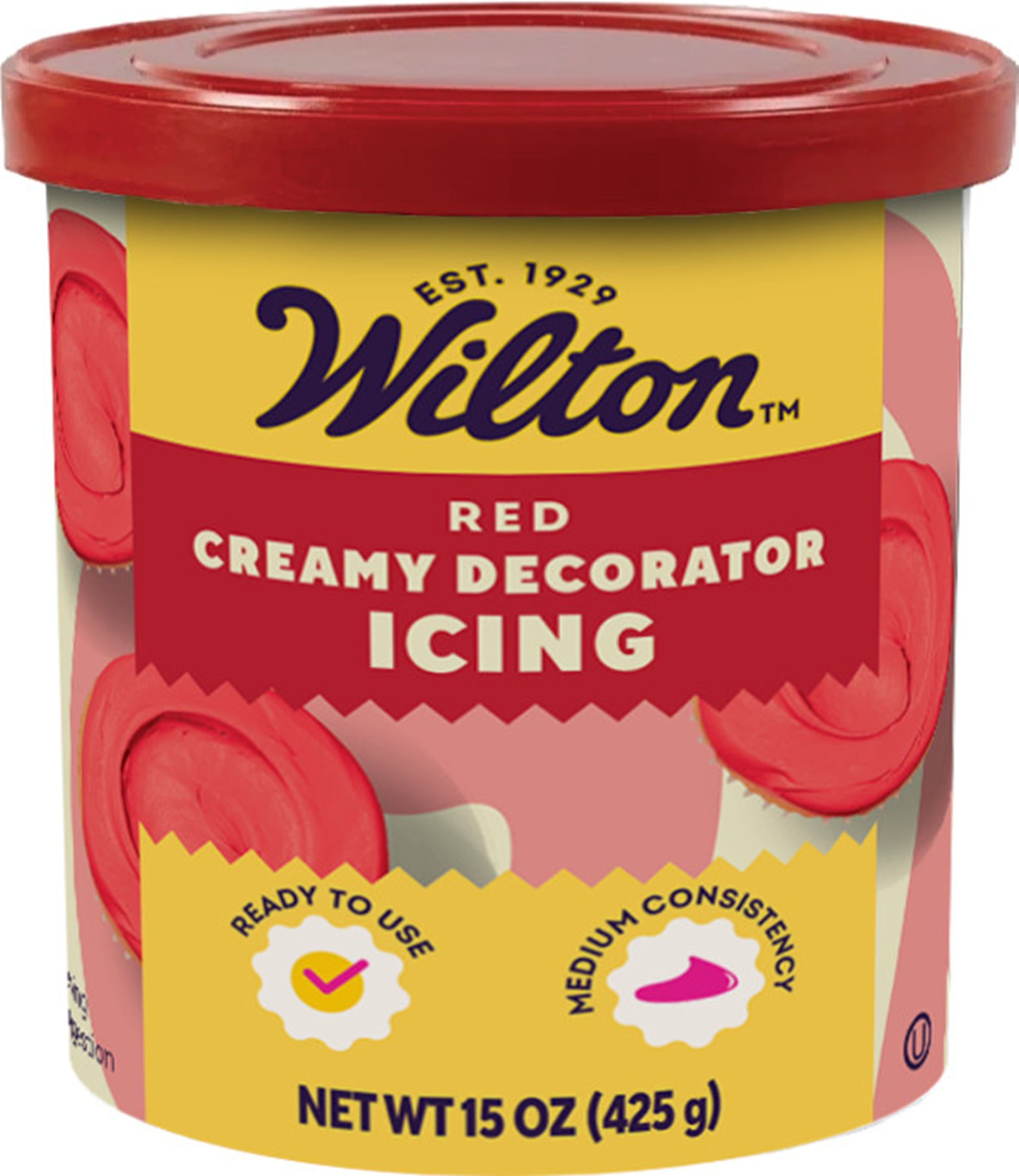 Wilton Red Buttercream Frosting, 1 Lb. Tub, Gluten-Free Ready-to-Use Medium Consistency