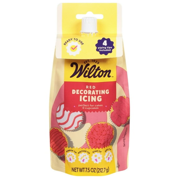 Wilton Red Decorating Icing Pouch with Tips  7.5 oz (Pack of 2)