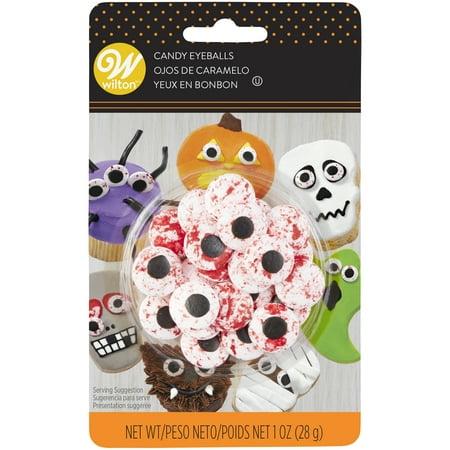 Wilton Red Vein Candy Eyeballs, Edible Candies for Icing Decorating, 1 oz., 0.72 in. Diameter