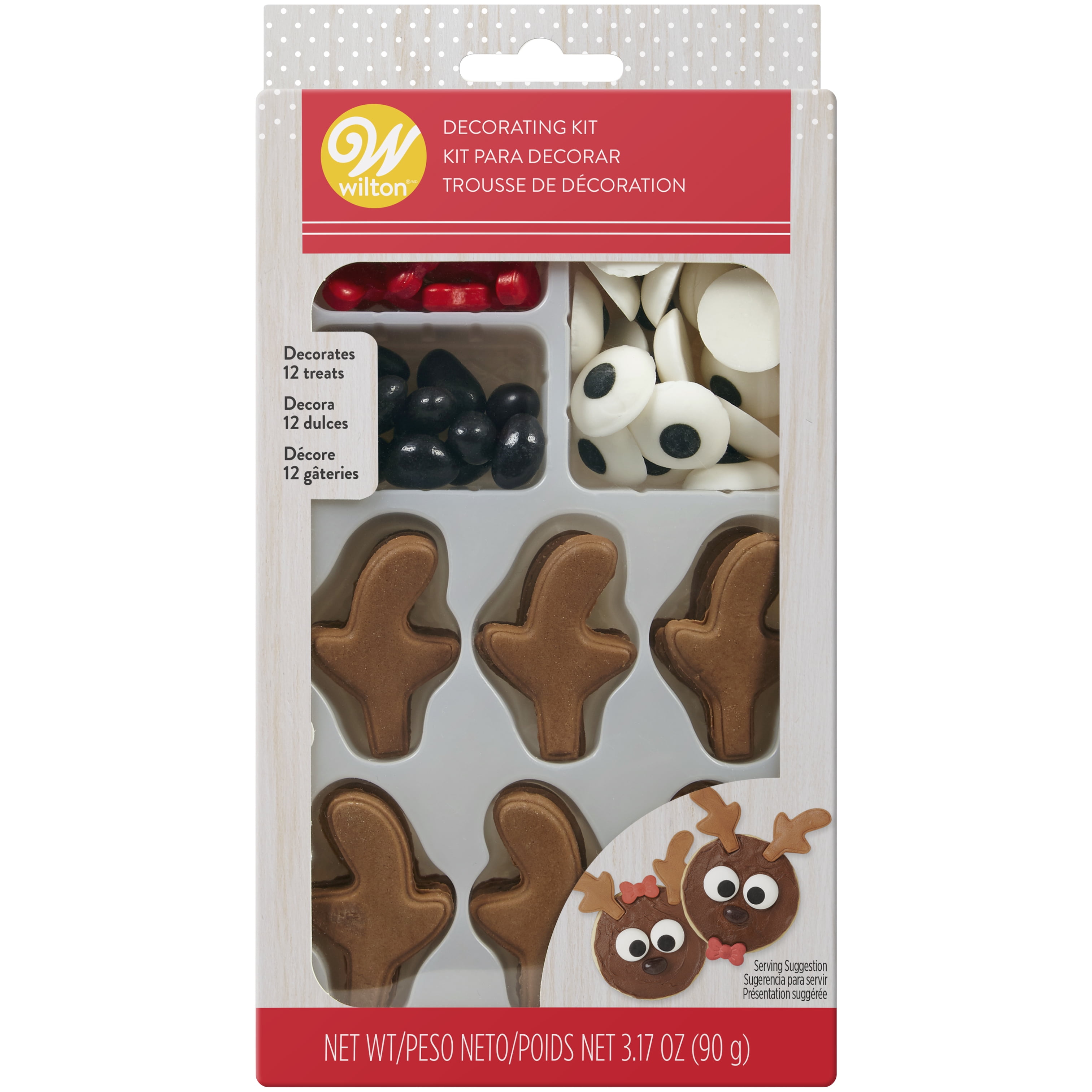 Wilton Reindeer Decorating Kit, Edible Candy Pieces for Treats, Assorted, 3.17 oz., 12 Pieces