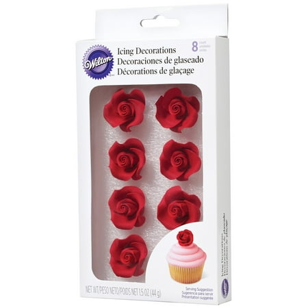 Wilton Royal Icing Decorations, Red Rose, Medium