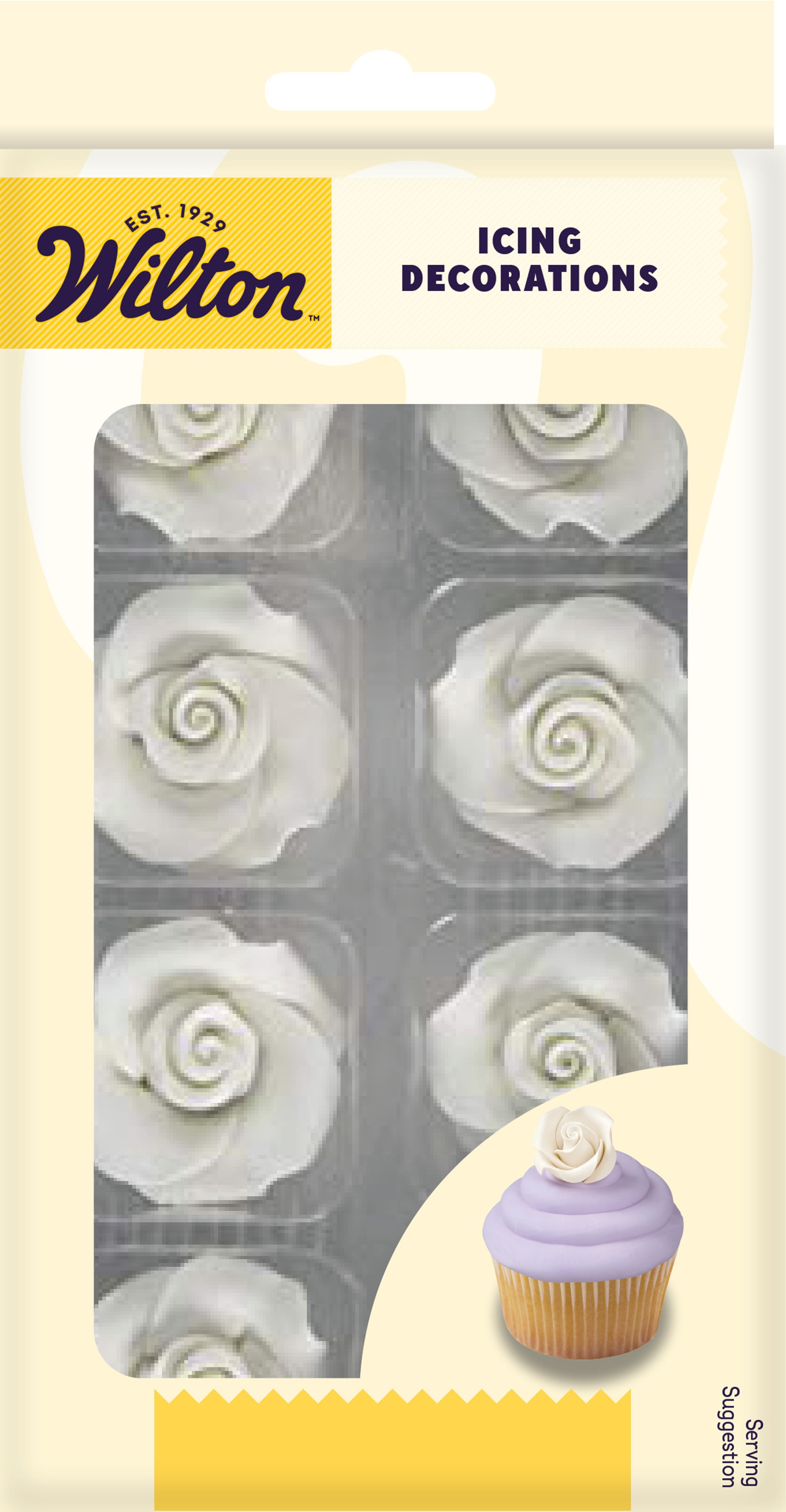 Wilton Royal Icing White Roses Edible Cake Decorations Size Medium Pack of 8