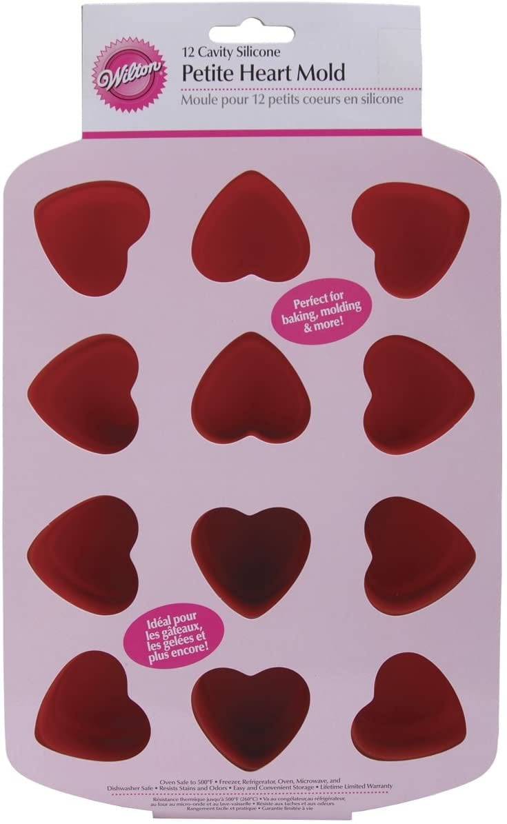 Wilton Pink Silicone 12 Compartment Heart Baking and Candy Mold 191010702
