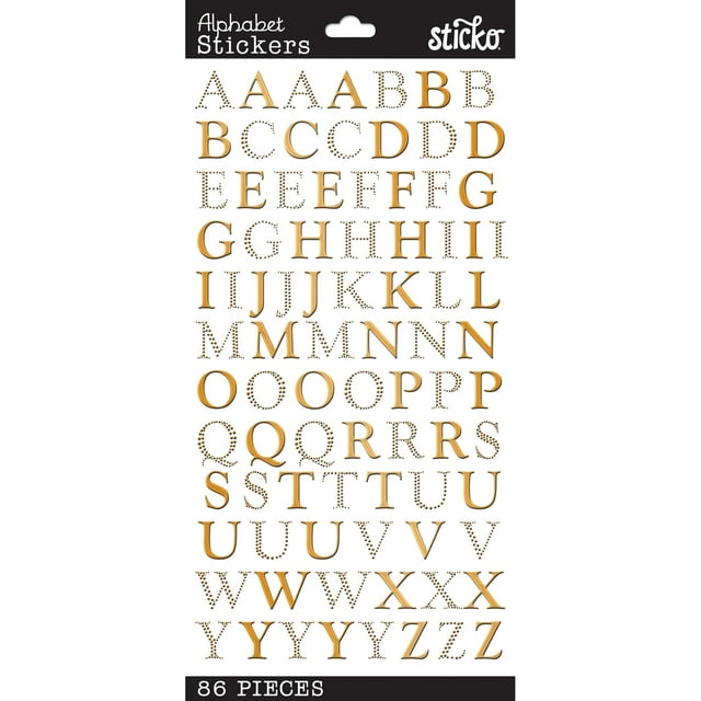 Sticko Small Goudy Gold Foil Alphabet Stickers, 86 Pieces