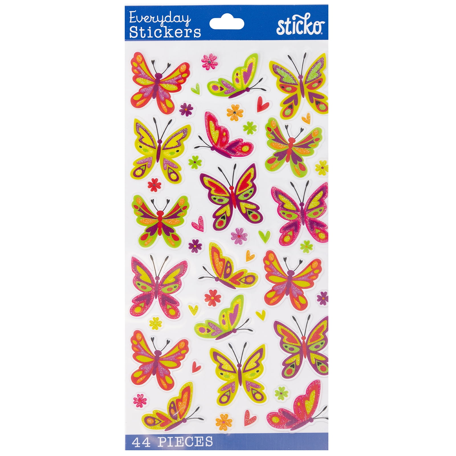 Wilton Solid Multicolor Spicier Butterflies Vinyl Stickers, 44 Piece ...