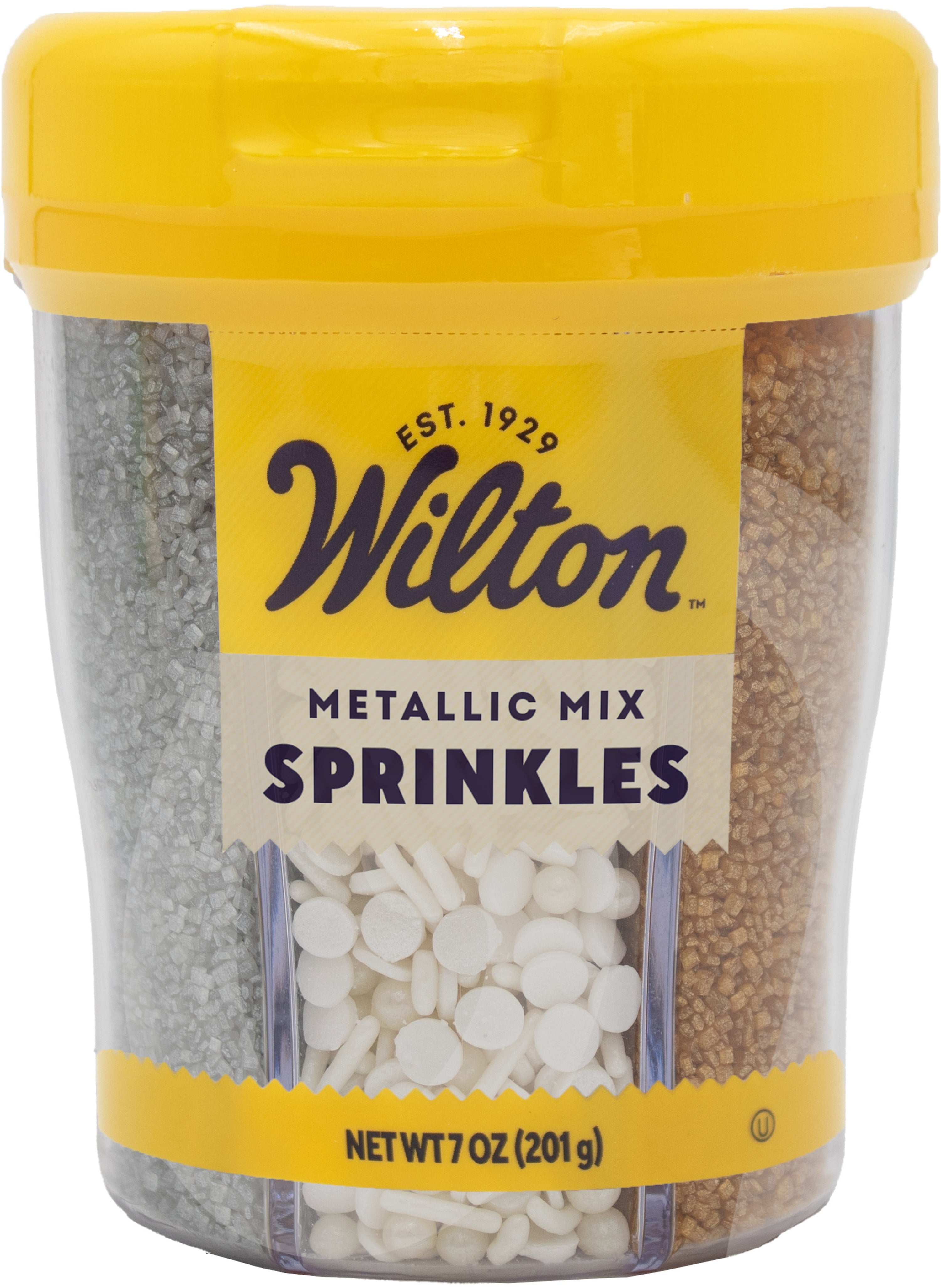 Wilton Metallic Sprinkles Edible Sprinkle Mix Assorted 7 oz. 6-Cell Container Silver Gold Copper