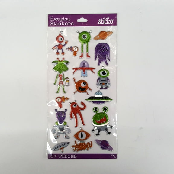 Wilton Sticko Alien Characters Stickers, 17 Piece
