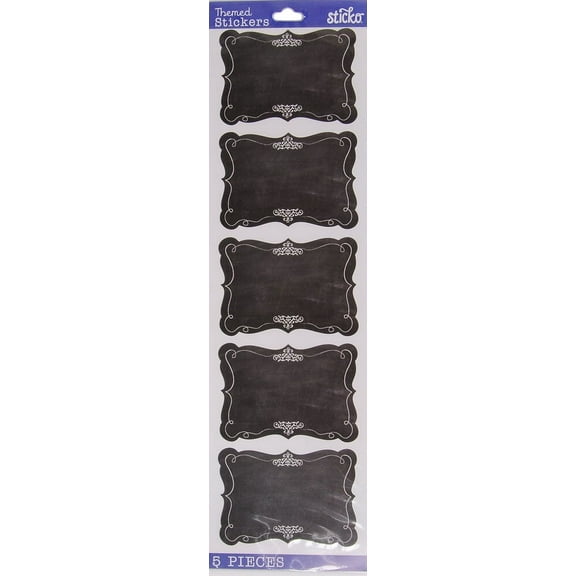 Wilton Sticko Black Chalk Scroll Frames Vinyl Stickers, 5 Piece