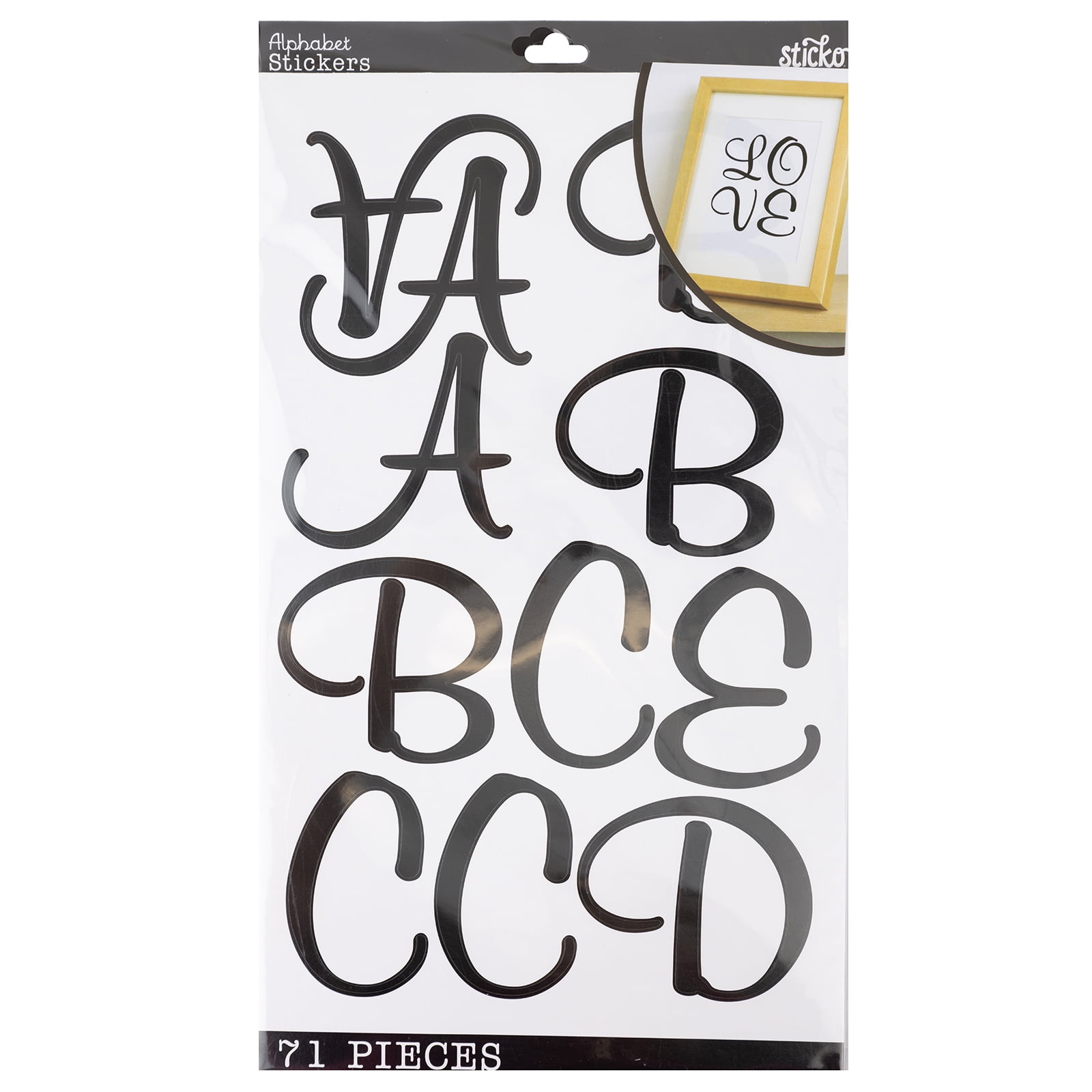Wilton Sticko XL Black Poster Script Alphabet Stickers, 71 Piece ...