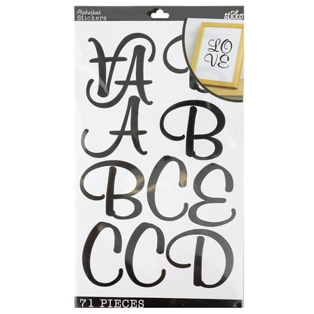 Wilton Sticko XL Black Poster Script Alphabet Stickers, 71 Piece