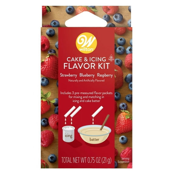 Wilton Strawberry, Blueberry and Raspberry Cake and Icing Flavor Kit, 3-Piece