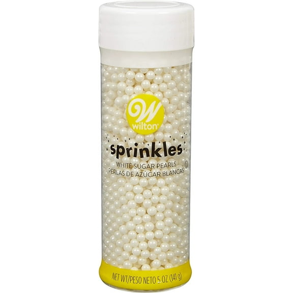 Wilton White Sugar Pearl Sprinkles for Cakes and Icing Decoration 5 oz.