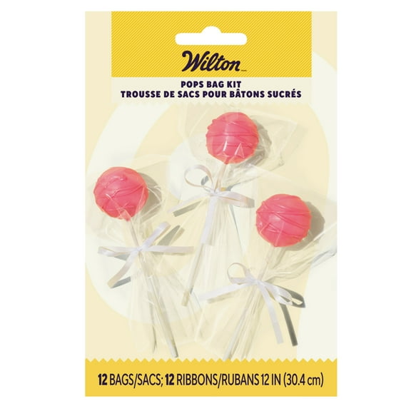 Wilton Treat and Cake Pops Bag Kit, Clear Bags and Silver Ties, 12-Count