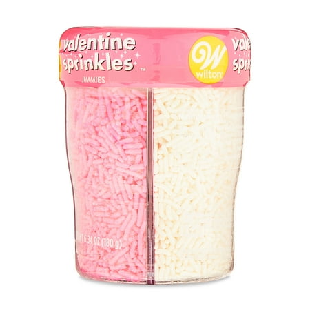 Wilton Valentine's Day 3-Cell Sprinkle Decorations, Red, White & Pink Jimmies, 6.34 oz.