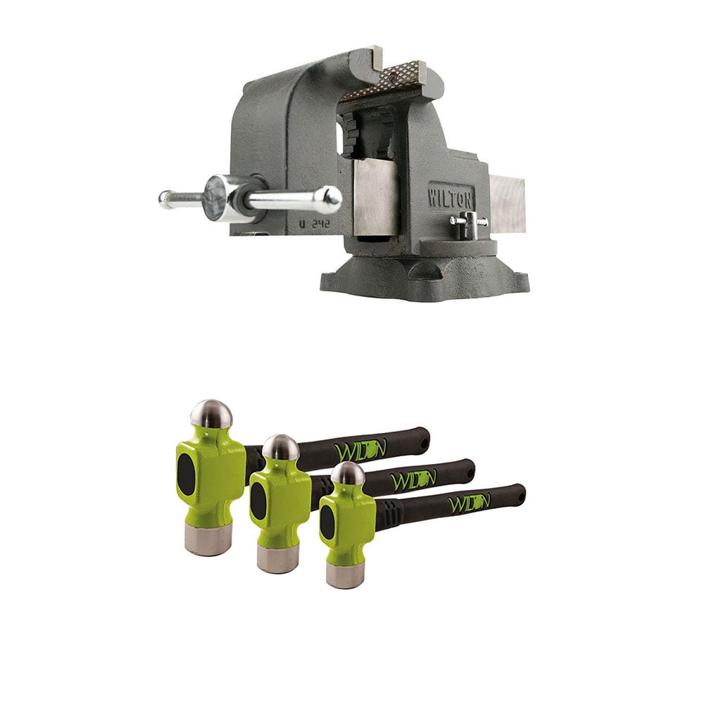 Wilton WS6 6 Inch Steel Swivel Bench Vise w/ BASH 3 Piece Ball Peen