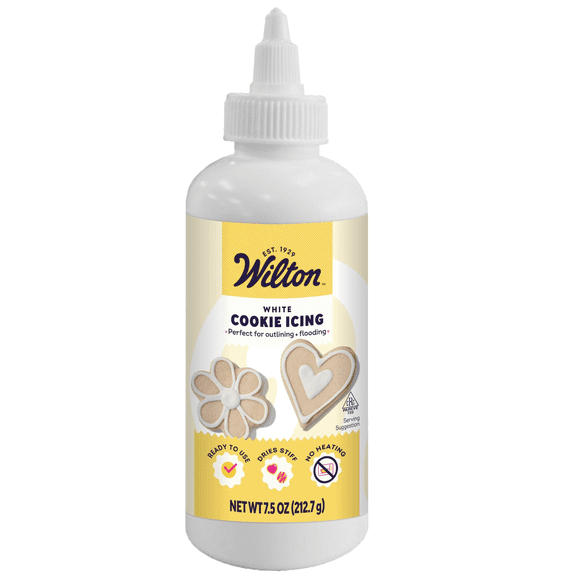 Wilton White Cookie Icing, Ready-to-Use Decorating Icing, Dries Stiff, 7.5 oz